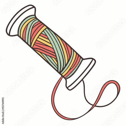 Colorful embroidery floss skein with trailing thread sewing craft