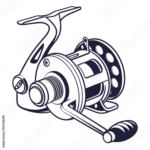Fishing reel spinning device dark blue outline spinning reel fishing equipment
