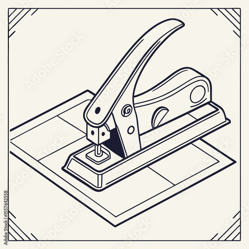 Metal paper punch tool creating patterned holes on paper sheets hole punch office supply