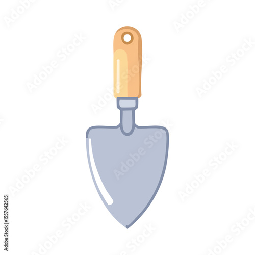 A cartoon garden trowel with a wooden handle