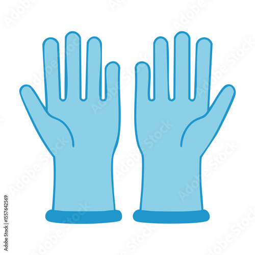 Illustration of two blue gloves designed for protection or medical purposes. The design is clean and simplified, perfect for illustrating concepts of safety and hygiene