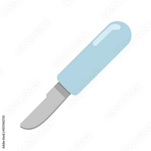 A surgical scalpel, isolated on a plain background, ready for operation 