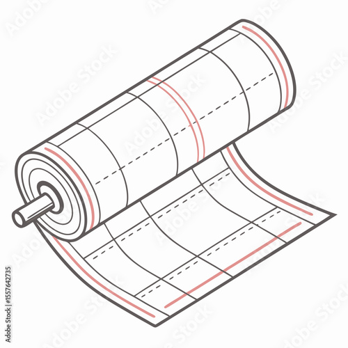 Pattern drafting paper roll with grid lines and red accents pattern paper