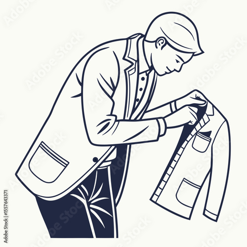 Tailor inspecting garment with chalk lines inspection suit