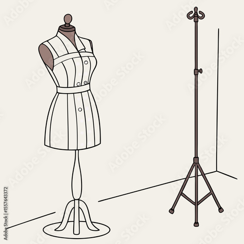 Tailors dummy and tripod stand dress form mannequin