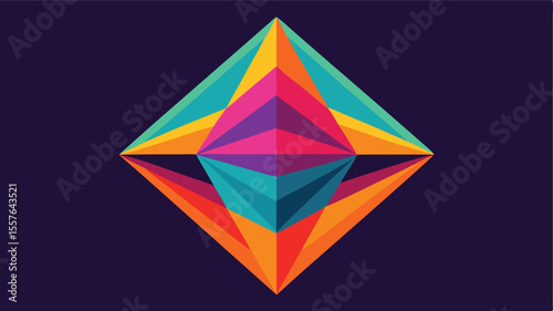 Colorful geometric abstract design with transparent background for versatile creative projects