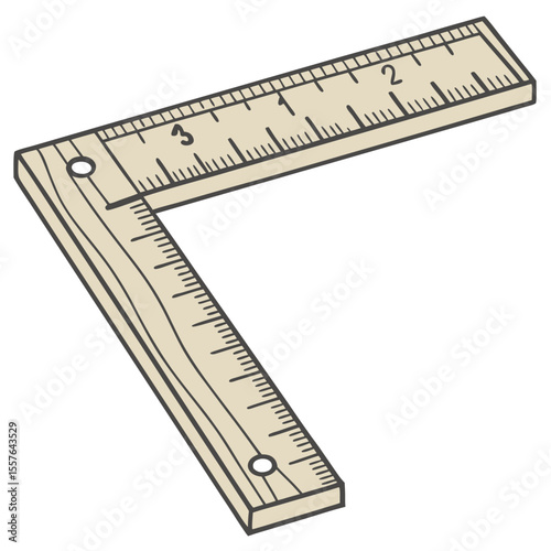 Wooden tailor s square ruler with measurement markings and holes tailor's square measuring tool