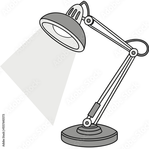 Adjustable desk lamp with focused light beam articulated arm