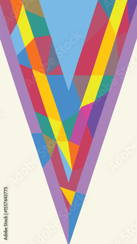 Colorful geometric mosaic triangle pattern with transparency suitable for diverse designs