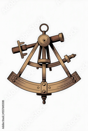 Antique brass nautical instrument, a quadrant.
