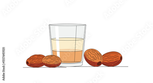 Nut Milk Beverage With Whole Nuts Ingredient Arrangement For Health And Refreshment