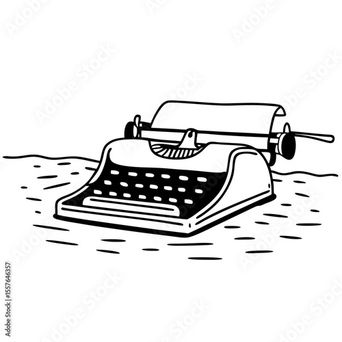 Typewriter Vector Illustration Vintage Writing Machine