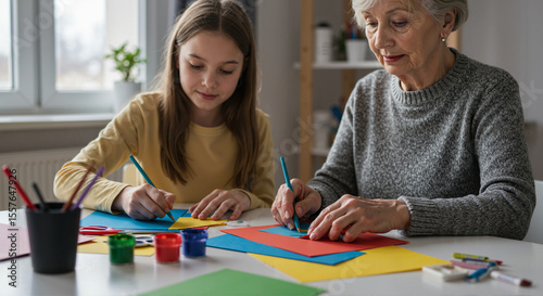 Craft Making with Grandmother and Granddaughter