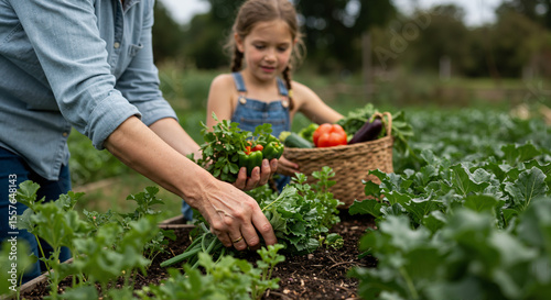 Harvesting Fresh Vegetables with Grandmother