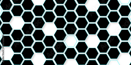 Dark Hexagon Background Geometric Seamless Tech Pattern Honeycomb Shapes Matte Surface Background Design.
