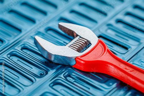 automotive repair battery replacement workshop tools. Close-up of a socket wrench tightening battery clamps, ensuring a secure connection