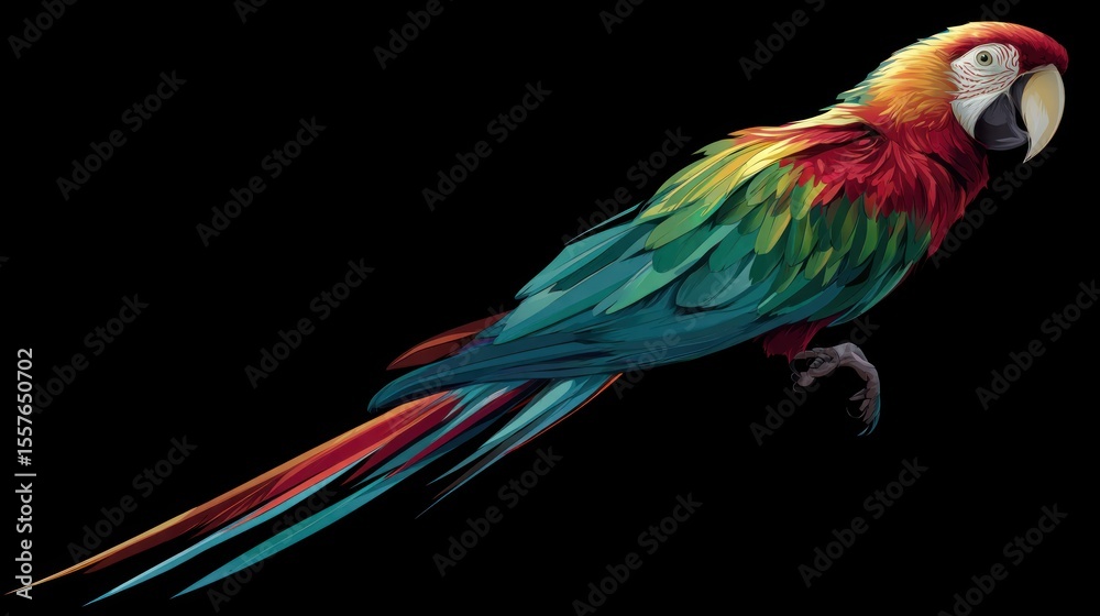 Fototapeta premium Colorful parrot on black background