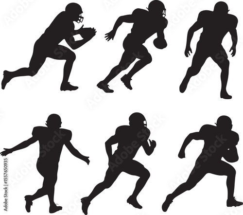 Quarterback Throwing Pass Silhouette

Touchdown Celebration Vector Design

Football Player in Action Silhouette

Helmet and Ball American Football Art

Team Huddle on Field Silhouette Scene