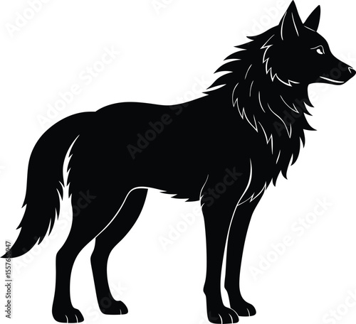 standing wolf silhouette wild animal nature spirit forest vector