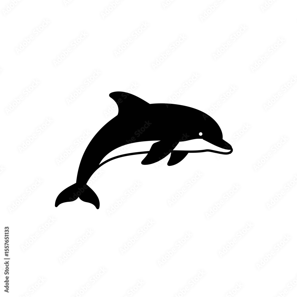 Fototapeta premium Silhouette of a dolphin jumping out of the water