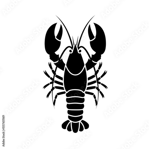 Silhouette of a lobster with large claws and legs