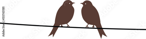  A couple of birds in a romantic minimalist vector. 