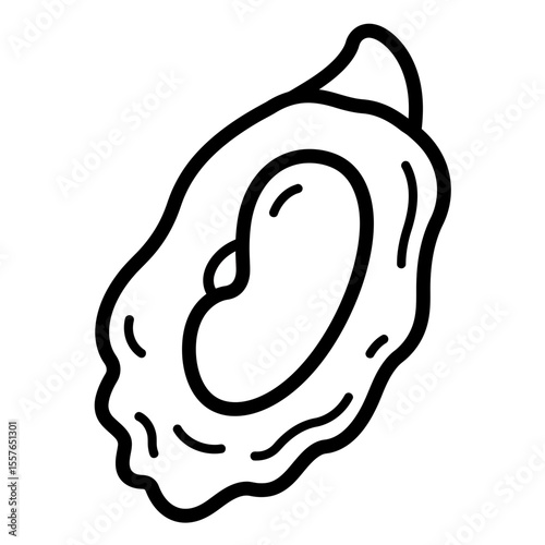 Outline drawing of a single dried apricot fruit silhouette