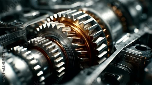 Close-Up of Intricate Mechanical Gears and Cogs