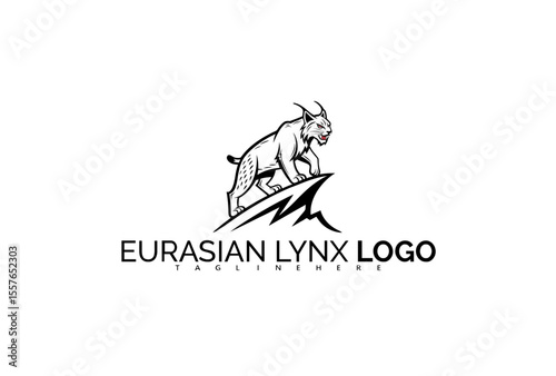 Powerful Eurasian Lynx Logo Design with Tribal Symbolism and Fierce Eyes. Ideal for Cultural Wilderness Identity, Indigenous-Inspired Logos, and Spiritual Animal Branding.

