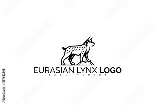 Elegant Eurasian Lynx Logo Design with Stylized Heart Shape and Forest Motif. Ideal for Wildlife Charity Logos, Eco Gift Items, and Animal Rescue Branding.

