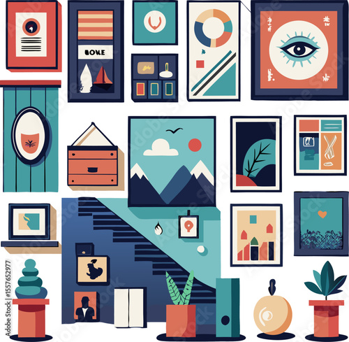 Create a wall with framed art, posters, or even your own photos in a creative arrangement.