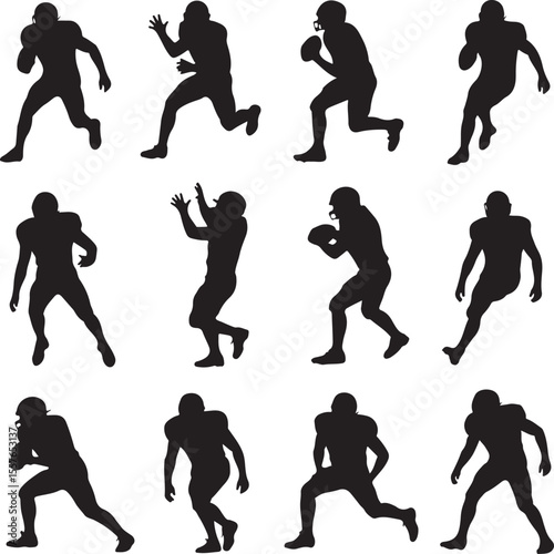 Quarterback Throwing Pass Silhouette

Touchdown Celebration Vector Design

Football Player in Action Silhouette

Helmet and Ball American Football Art

Team Huddle on Field Silhouette Scene