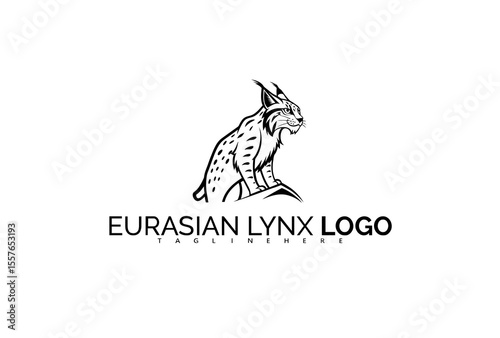 Elegant Eurasian Lynx Logo Design with Intricate Fur Patterns and Leaf Frame. Ideal for Premium Nature Brands, Natural Soap Labels, and Botanical Eco Identity.

