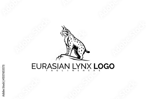 Eurasian Lynx Logo Design with Circle Crest and Tree Canopy Wildcat. Ideal for Wildlife Education Logos, Nature Emblem Design, and Forest-Themed Products.

