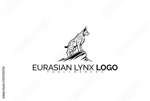Bold Eurasian Lynx Logo Design with Sharp Contrast and Strong Pose. Designed for Professional Sports Mascots, Trail Performance Products, and Wildlife Competition Brands.

