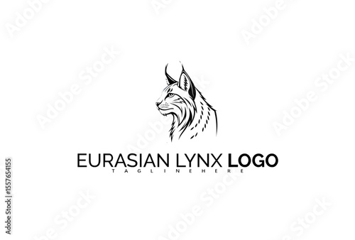 Powerful Eurasian Lynx Logo Design with Snowy Peak and Fierce Expression. Ideal for Ski Lodge Branding, Rugged Mountain Products, and Arctic Wildlife Identity.

