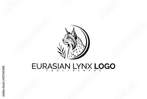 Eurasian Lynx Logo Design Featuring Wildcat Paw Print and Mountain Badge. Perfect for Hiking Club Logos, Wildlife Tracking Projects, and Adventure Apparel Brands.

