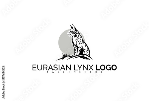 Elegant Eurasian Lynx Logo Design with Snow Crystal Accents and Gentle Lines. Perfect for Ethical Winter Products, Calm Wildlife Goods, and Frozen Nature Identity.

