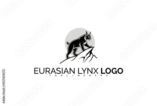 Powerful Eurasian Lynx Logo Design with Fire and Ice Dual Theme. Great for Outdoor Extreme Gear, Dual-Nature Product Branding, and Wild Elemental Logo Concepts.

