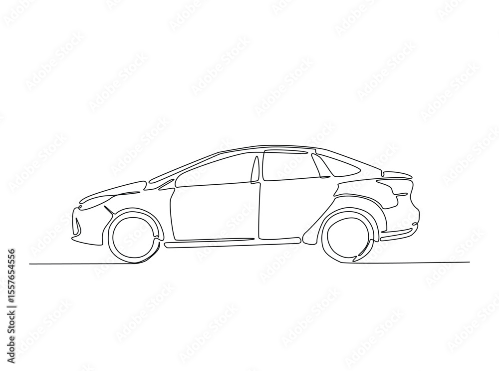 Obraz premium Sport car in single outline illustration. Continuous line art drawing of car.