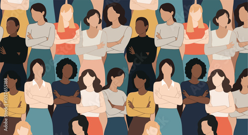 Diverse Group of Women Standing Confidently Arms Crossed Representing Strength and Unity