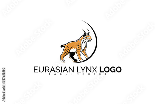 Eurasian Lynx Logo Design in Symmetrical Layout for Badge and Patch Style Branding. Great for Scout Groups, National Parks, and Adventure Club Identity.


