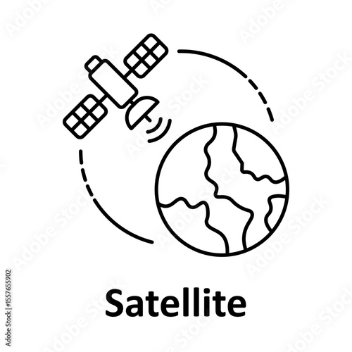 GPS Satellite Icon, Communication Signal, Orbit Tracking, Satellite Earth Map, Satellite Navigation, Antenna Signal, Global Positioning, Satellite Technology, Space Network Icon