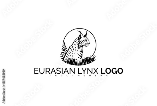 Elegant Eurasian Lynx Logo Design in Vintage Engraved Style. Perfect for Editorial Wildlife Publications, Premium Outdoor Goods, and Heritage-Inspired Logo Design.

