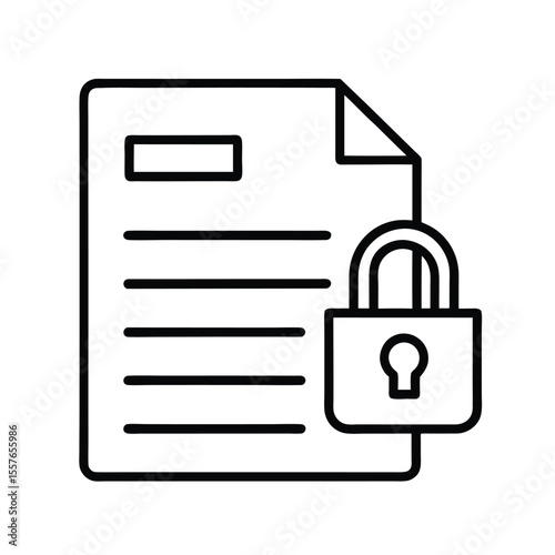 secure document icon, protected file symbol or locked document vector