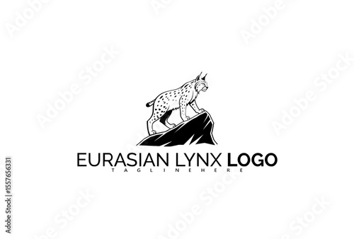 Bold Eurasian Lynx Logo Design in Angular Linework. Designed for Youth Brands, Explorer Communities, and Bold Merchandise with Natural Themes.

