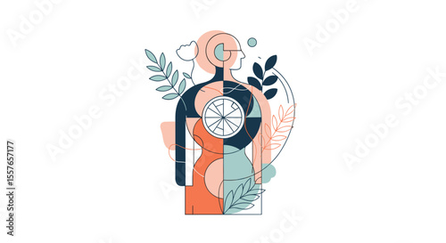 Holistic Health And Wellness Concept With Human Figure And Nature Elements Symbolizing Balance