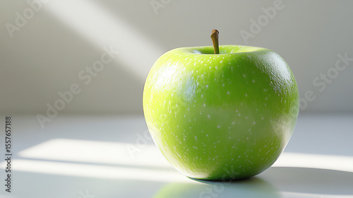 Green Apple in Sunlight Closeup Still Life Photography