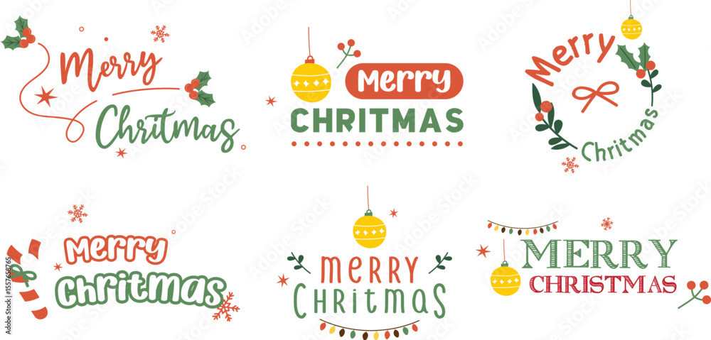 Fototapeta premium Christmas Cheer Collection: A delightful collection of various Christmas illustrations in a festive setting, exuding the joyful essence of the season. Capturing the heart of the year-end celebration.