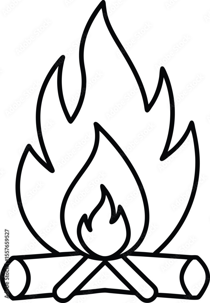 Fototapeta premium Vector fire icon: hot flame symbol on a metal button illustration